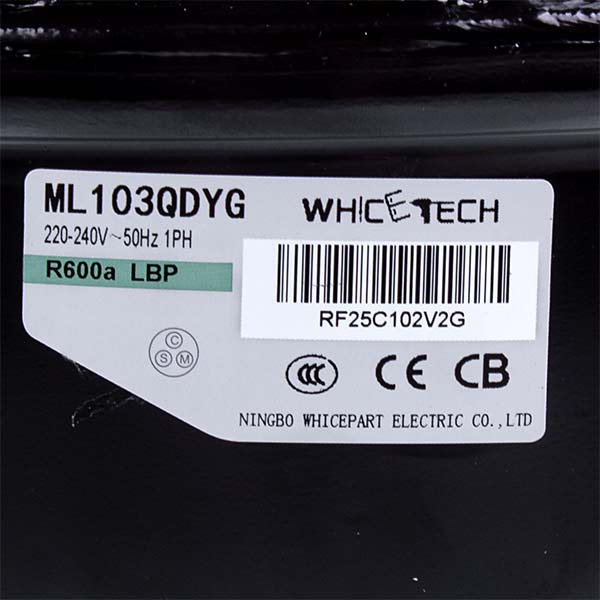 Compressor for refrigerator WhiceTech ML103QDYG R600a 168W (with starting relay)