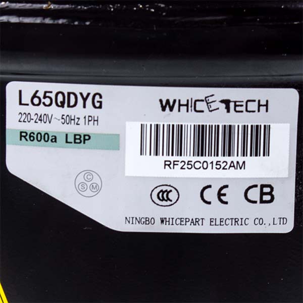 Compressor for refrigerator WhiceTech L65QDYG R600a 110W (with starting relay)