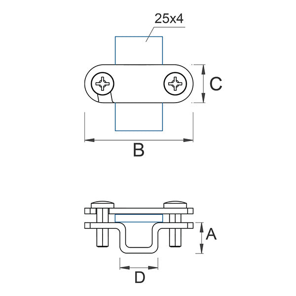 Galvanized steel strip holder 02/0.2 OC