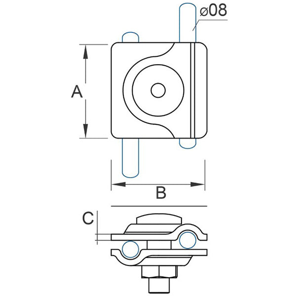 Round Conductor Clamp (universal) Galvanized Steel 30/8 OC