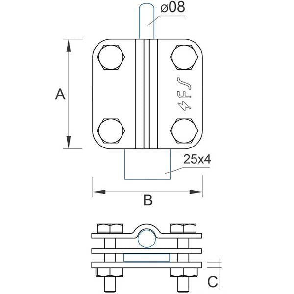 Strip/wire clamp D=8-10mm steel galvanized 04/8.3 OC