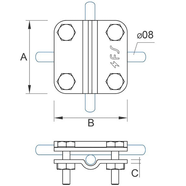 Wire/wire clamp D=8-10mm galvanized steel clamp 04/88.2 OC