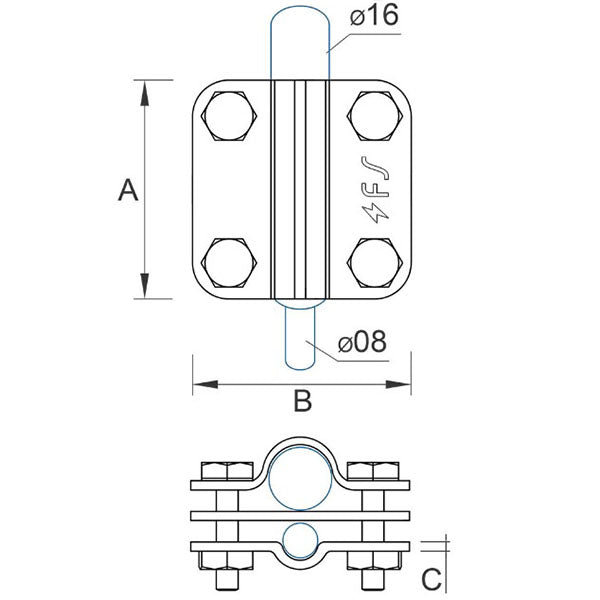 Clamping rod D=16mm/strip/wire D=8-10mm steel galvanized 04/168.3 OC
