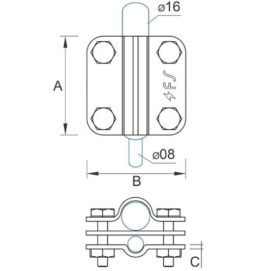 Clamping rod D=16mm/strip/wire D=8-10mm steel galvanized 04/168.3 OC