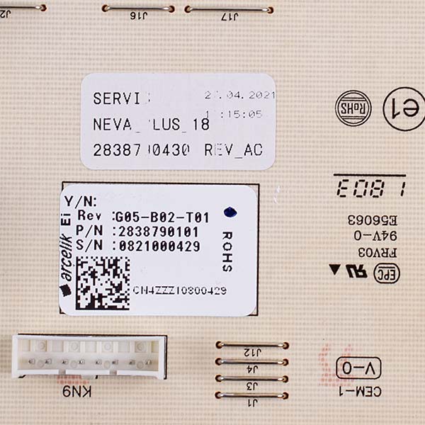 Control Module for Washing Machine Beko 2838790220