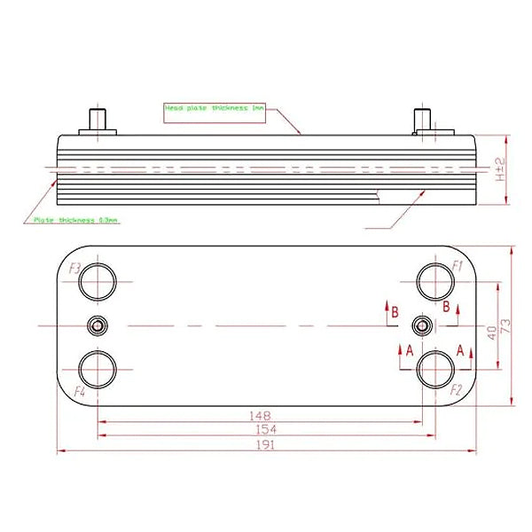DHW Plate Heat Exchanger (12 plates) for Gas Boiler Compatible with Beretta City, Mynute, Exclusive R8036