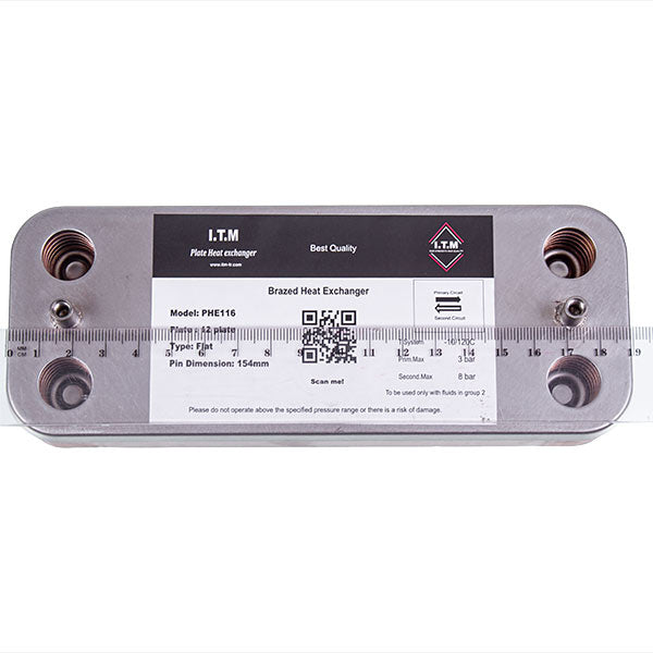 DHW Plate Heat Exchanger (12 plates) for Gas Boiler Compatible with Viessmann Vitopend 100 WH1D 7828745