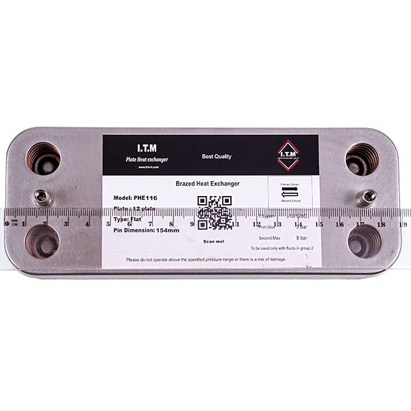 DHW Plate Heat Exchanger (12 plates) for Gas Boiler Compatible with Viessmann Vitopend 100 WH1D 7828745