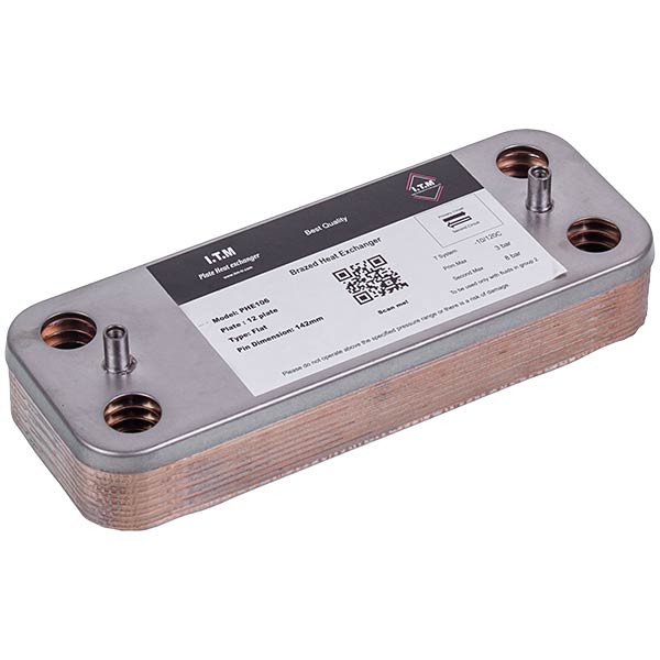 DHW Plate Heat Exchanger (12 plates) for Gas Boiler Compatible with Ariston BS/Clas/Genus/Egis Plus 65116314