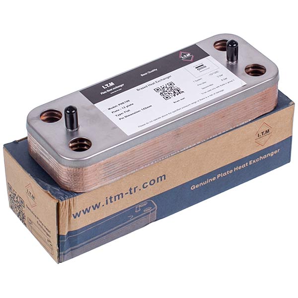 DHW Plate Heat Exchanger (12 plates) for Gas Boiler Compatible with Ariston BS/Clas/Genus/Egis Plus 65116314