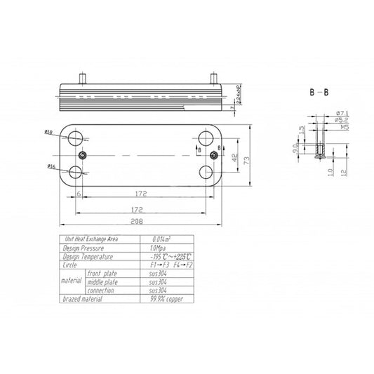 DHW Plate Heat Exchanger (12 plates) for Gas Boiler Compatible with Saunier Duval S1005800