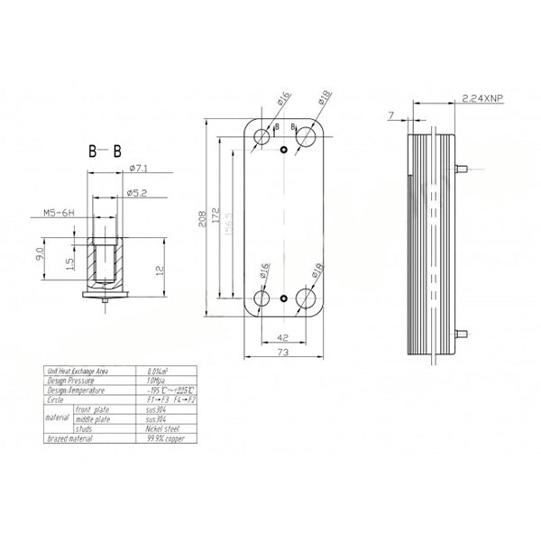 DHW Plate Heat Exchanger (14 plates) for Gas Boiler Baxi ECO 3/4S, Luna, Westen Energy, Star, Novaden 5686680