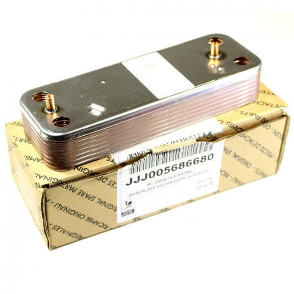 DHW Plate Heat Exchanger (14 plates) for Gas Boiler Baxi ECO 3/4S, Luna, Westen Energy, Star, Novaden 5686680