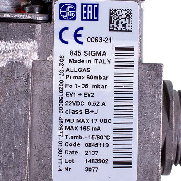 Gas Valve Sit Sigma 845 (0.845.119) for Gas-fired Boiler Vaillant Atmo/Turbo TEC (from 2015) 0020200723