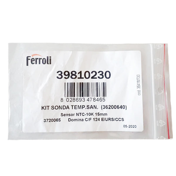 NTC Temperature Sensor DHW surface D=15 mm for Gas Boiler Ferroli Diva, Domina, FEReasy 39810230