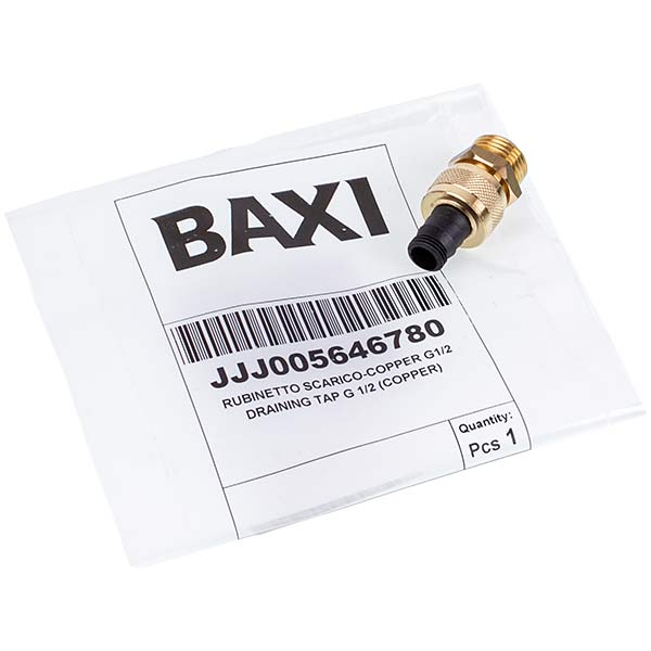 Drain Cock 1/2" for Gas Boiler Baxi Nuvola 3 Comfort, Westen Boyler Digit, Novadens 5646780