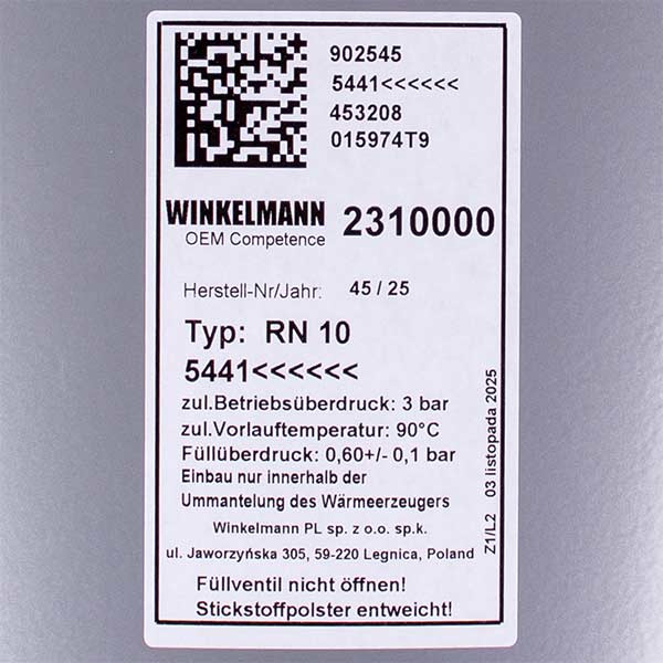 Expansion Tank Winkelmann RN 10 L 3/8" for Electric Boiler Protherm Skat v.11 0020027624
