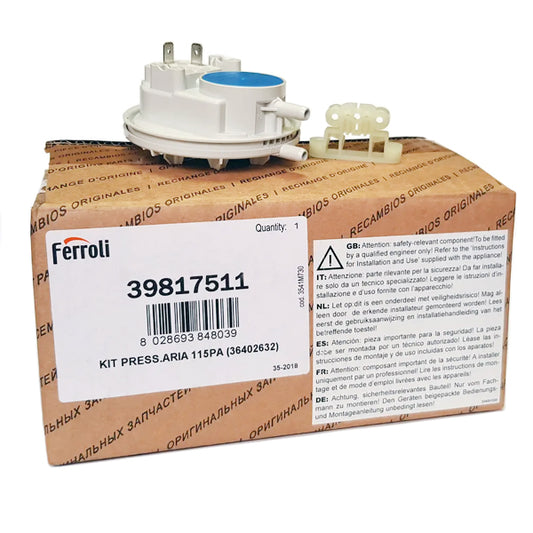Air Pressure Switch (Presostat) 115/95 Pa for Gas Boiler Ferroli Diva, Domiproject, Domina, FEReasy 39817511