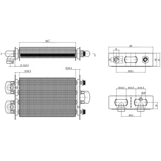 Bithermic Heat Exchanger (78 fins) for Gas Boiler Beretta Ciao, Ciao N, Smart 24 kW R10021419