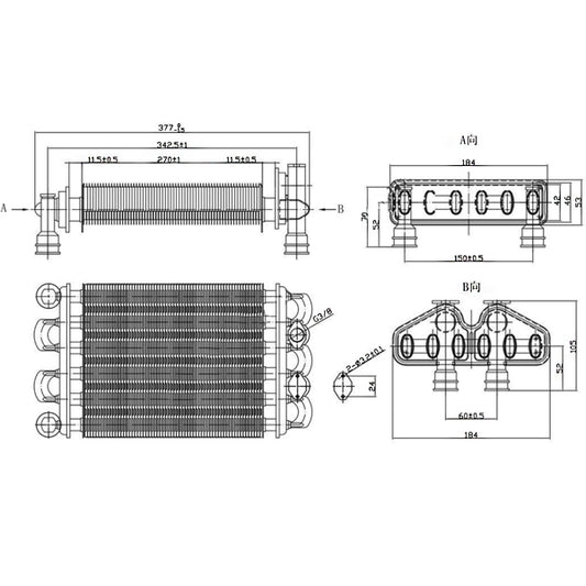 Bithermic Heat Exchanger for Boiler Hermann Habitat, Habitat 2 24 kW, Bongijanni Linea Isy 15002933