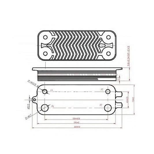 DHW Plate Heat Exchanger (16 plates) for Gas Boiler Buderus Logamax U072, Bosch Gas 6000 87186446250