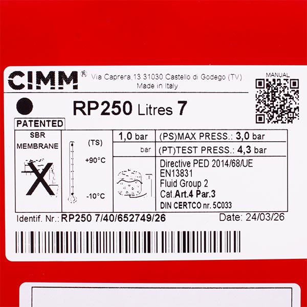 Expansion Tank Cimm 7 l for Condensing Boiler Baxi Luna Duo-Tec Compact 710630400