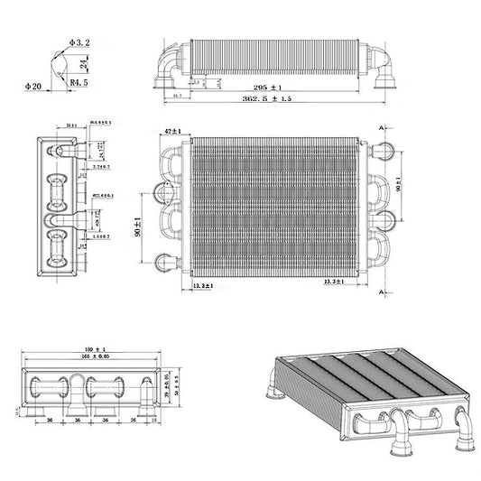 Bithermic Heat Exchanger for Gas Boiler Ferroli Domina, Domiproject, FEReasy 28-32 kW 39842570