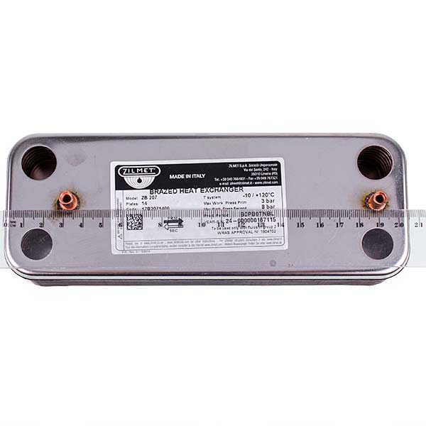 DHW Plate Heat Exchanger Zilmet (14 plates) for Gas Boiler Baxi ECO-3, Eco 4S, Luna, Westen Energy 17B2071400