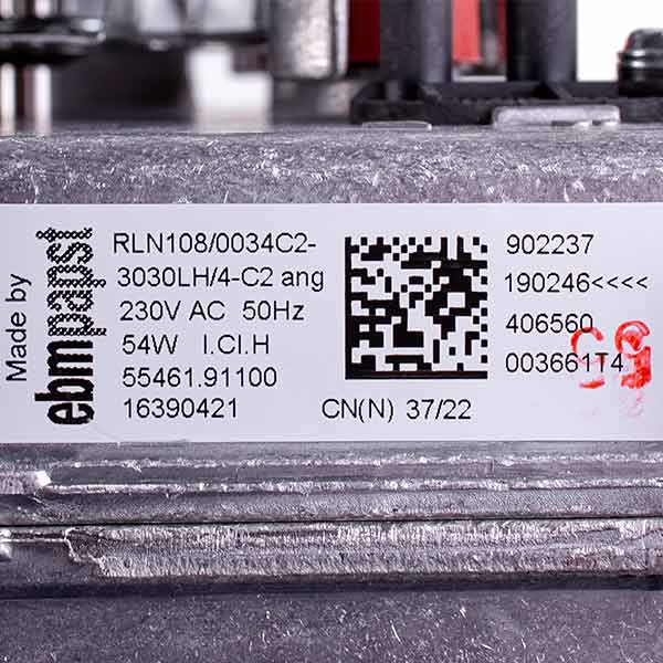 Fan Ebmpapst RLN108/0034C2 54 W for Gas-fired Boiler Vaillant turbo TEC/MAX Pro/Plus 12-28 kW 0020020008