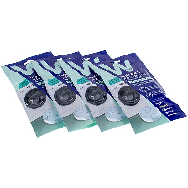 Descaler and Grease Remover for Washing Machines and Dishwashers Wpro 484000008646 (4 packs of 3 pcs.)