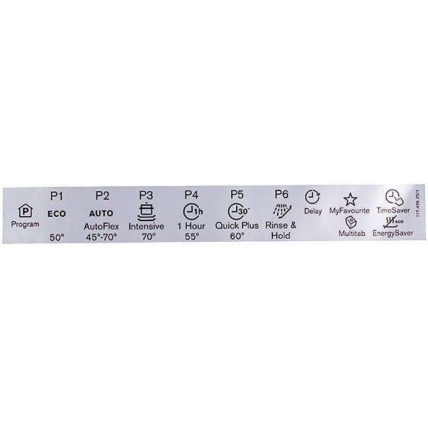 Label (sticker with programs) for Dishwasher Electrolux 1174562510