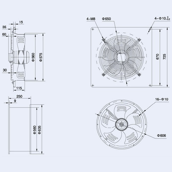 Axial Fan Weiguang YWF4D-550-S-137/50-G 380V 1300rpm 8720 m3/h_4